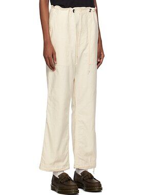 NWT NEEDLES Wide Leg Japanese Cotton Canvas Fatigue Pants Size XL Ivory